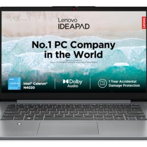 Lenovo IdeaPad 1 Intel Core Celeron N4020 14″ HD Thin and Light Laptop (4GB/256GB SDD/Windows 11 Home/1Yr ADP Free/Cloud Grey/1.3Kg), 82V6005CIN