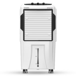 Crompton Optimus Desert Air Cooler- 100L; with 18” Fan, Everlast Pump, Large & Easy Clean Ice Chamber, Humidity Control; White & Black