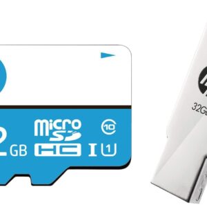 HP 32GB Class 10 MicroSD Memory Card (U1 TF Card 32GB) & v236w 32GB USB 2.0 Pen Drive, Grey