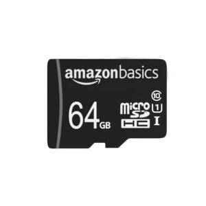 Amazon Basics Ultra Fast 64GB Micro SD Card with Adapter | Class 10 V10 UHS1 | Upto 90 MB/s | Memory Card for Full HD Video, Photography & Data Transfer