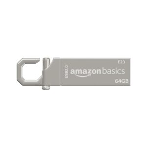 Amazon Basics 64 GB USB 2.0 Pen Drive |Flash Drive | with Key Ring (Metal)