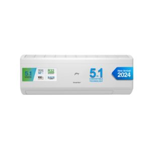 Godrej 1.5 Ton 5 Star, 5-In-1 Convertible Cooling, Inverter Split AC (Copper, Heavy Duty Cooling at 52°C, 2024 Model, AC 1.5T EI 18IINV5R32 WYS, White)