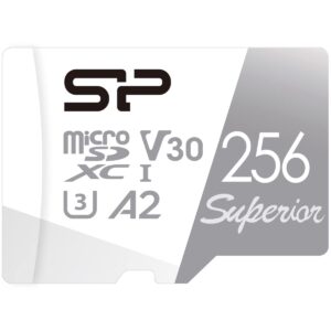 SP Silicon Power 256Gb Microsdxc Uhs-I Micro Sd Card With Adapter,Up To 100Mb/S Read & 80Mb/S Write,C10 U3 V30 A2 Faster App Performance 4K Uhd Video,High Speed Microsd Memory Card,Superior A2 Series