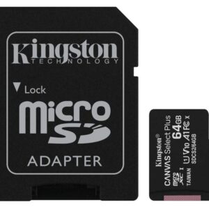 Kingston Canvas Select Plus 64GB microSD Card Class 10 UHS-I speeds up to 100MB/s with Adapter (SDCS2/64GBIN)