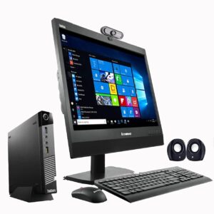 (Refurbished) Lenovo thinkcentre i5 Tiny PC Full Set M93p (Intel Core i5 4th Gen/8GB RAM/500GB HDD/19″ LED Monitor) + Keyboard & Mouse/Wifi/Webcam with Mic/Dual Speaker/USB/Windows 10