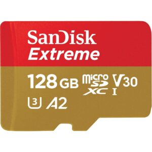 SanDisk Extreme microSD UHS I 128GB Card for Gaming, A2 Certification for Faster Game Loads, 190MB/s Read, 90MB/s Write