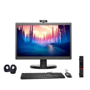 (Refurbished) Lenovo ThinkCentre M700 All-in-One Desktop Computer Set (Intel Core i3 6th Gen, 8 GB DDR4 RAM, 256 GB SSD, 19″ HD Monitor, Tiny CPU, KB & Mouse, HD Webcam, WiFi, Windows 11, MS Office)