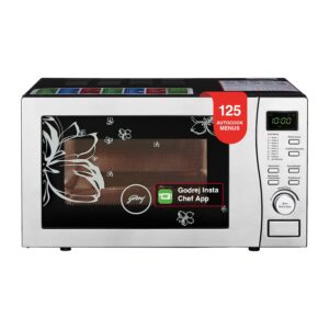 Godrej 19 L Digital Display Convection Microwave Oven With 125 Instacook Menus (GMX 519 CP1 PZ, White Rose, Stainless Steel Cavity With Godrej Instachef App)