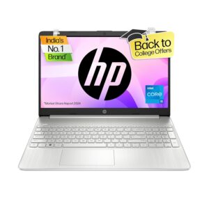 HP 15s 12th Gen Intel Core i5, 15/6inch (39.6 cm), 8GB RAM, 512GB SSD, Intel Iris Xe Graphics, Backlit Kb, (Win 11 Home, Natural Silver, 1.69kg), fq5202TU / fq5329TU