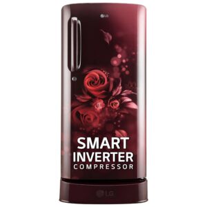 LG 185 L 5 Star Inverter Direct-Cool Single Door Refrigerator (GL-D201ASEU, Scarlet Euphoria, Base stand with drawer)