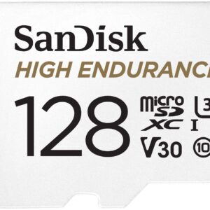 SanDisk 128GB High Endurance Video MicroSDXC Card with Adapter for Dash Cam and Home Monitoring Surveillance systems – C10, U3, V30, 4K UHD, Micro SD Card – SDSQQNR-128G-GN6IA