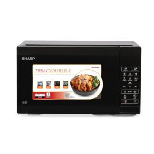 SHARP 20L Solo Microwave Oven (R220KNK/2023, Black, Ceramic Cavity, Digital Display, One-Touch Start)