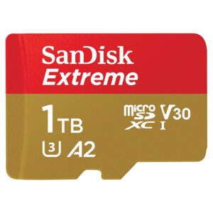 SanDisk Extreme 1TB microSDXC UHS-I, V30, 190MB/s Read, 130MB/s Write, Memory Card for 4K Video on Smartphones, Action Cams and Drones