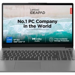 Lenovo IdeaPad 3 Intel Core i7 12th Gen 1255U – (16 GB/512 GB SSD/Windows 11 Home) 15IAU7 Laptop 82RK011GIN (39.62 cm, Arctic Grey, 1.63 Kg, with MS Office)