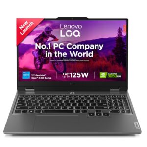 Lenovo LOQ 2024 12th Gen Intel Core i5-12450HX 15.6″ (39.6cm) 144Hz 300Nits FHD IPS Gaming Laptop (16GB/512GB SSD/Win 11/NVIDIA RTX 3050 6GB Graphics/100% sRGB/3 Mon. Game Pass/Grey/2.4Kg), 83GS003NIN