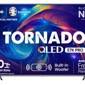 Hisense 139 cm (55 inches) Tornado Series 4K Ultra HD Smart QLED TV 55E7K PRO (Dark Grey)